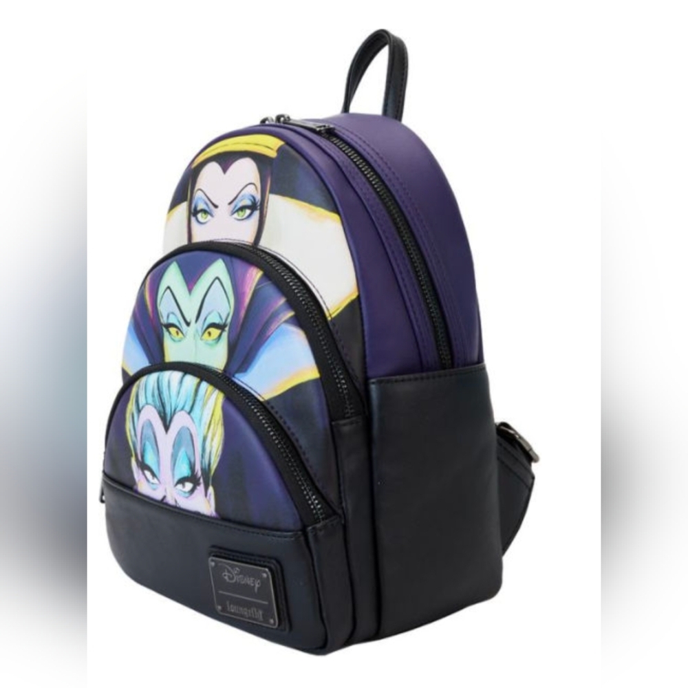 Loungefly Disney Villains Trio Purple Black Mini Backpack - Picture 2 of 4